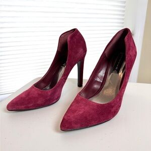 Steven by Steve Madden Burgundy Plum Suede Pointed Toe Stiletto Heels Size 8